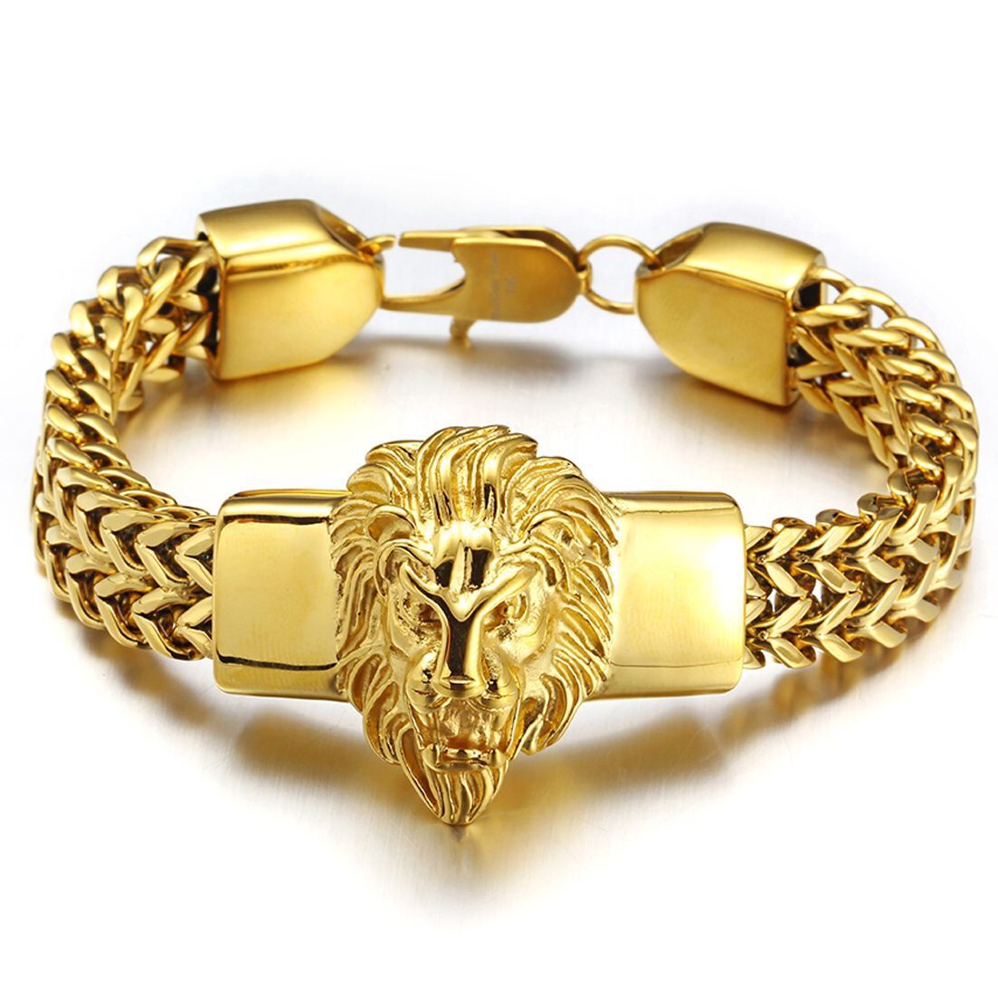 LnChoice Lion Design Golden Men and Women's Bracelet Stylish Mens Gold  Plated Adjustable Latest Attractive Bracelet And Kada For Men,Boys And Gift  Purpose Trendy Chain Style Party Wear Hand Golden Brass Bracelets